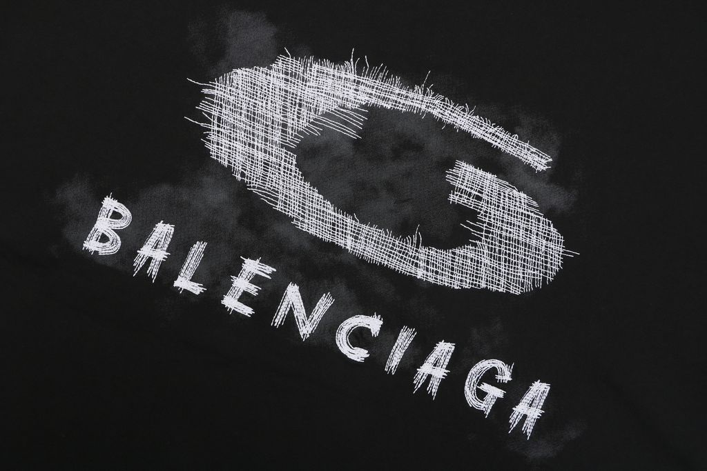 Balenciaga smoke ring letter long sleeve T-shirt 230g combed cotton custom dyed relaxed fit ribbed crew neck washed streetwear tee sizes S-XL