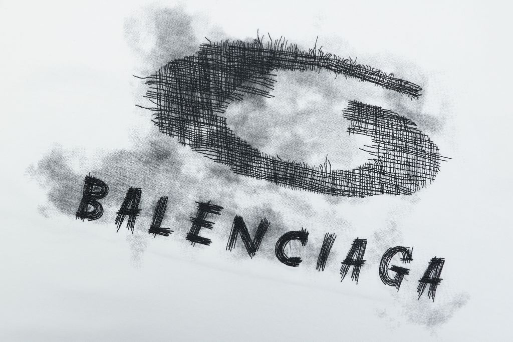Balenciaga smoke ring letter long sleeve T-shirt white 230g combed cotton custom dyed relaxed fit ribbed crew neck washed streetwear tee sizes S-XL