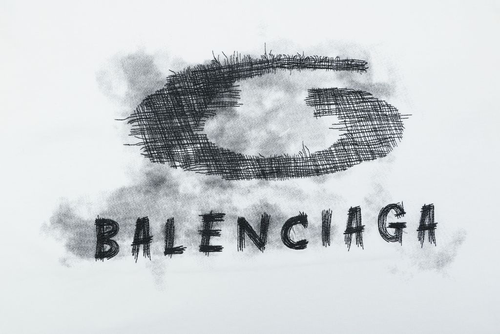 Balenciaga smoke ring letter long sleeve T-shirt white 230g combed cotton custom dyed relaxed fit ribbed crew neck washed streetwear tee sizes S-XL