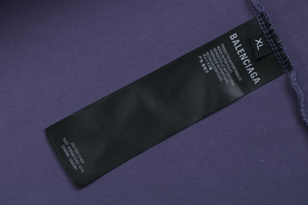 Balenciaga smoke ring letter long sleeve T-shirt purple 230g combed cotton custom dyed relaxed fit ribbed crew neck washed streetwear tee sizes S-XL