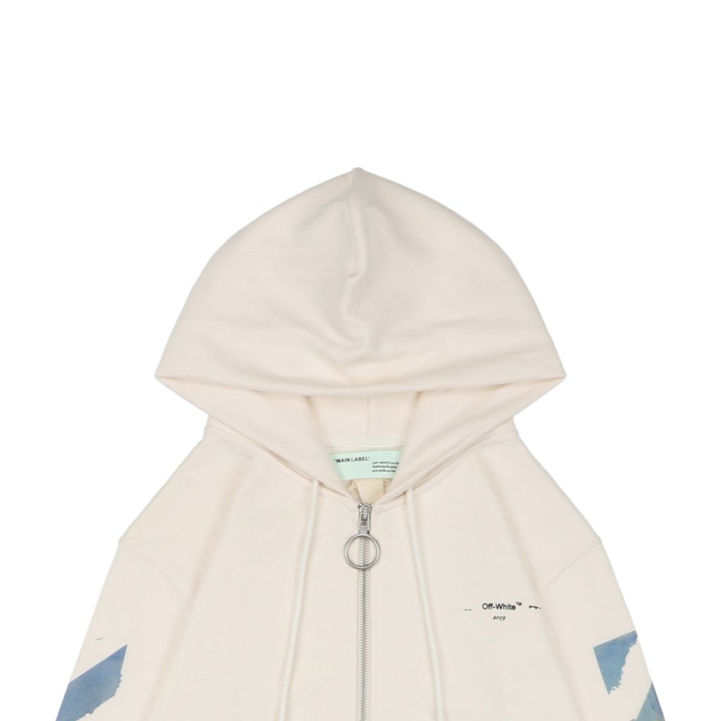 Off White watercolor oil painting Arrow zip jacket discharge print digital direct print Monet portrait sleeve graphic custom dyed streetwear outerwear sizes XS-L