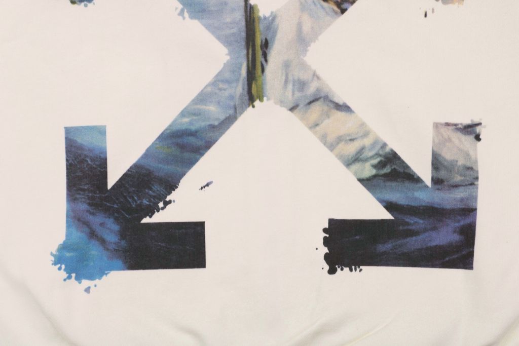 Off White watercolor oil painting Arrow zip jacket discharge print digital direct print Monet portrait sleeve graphic custom dyed streetwear outerwear sizes XS-L
