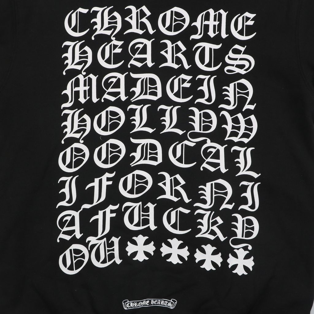 Chrome Hearts Gothic cross Sanskrit multi row print zip hoodie 420-500g heavyweight cotton fleece sword head zipper relaxed drop shoulder streetwear jacket sizes S-XL