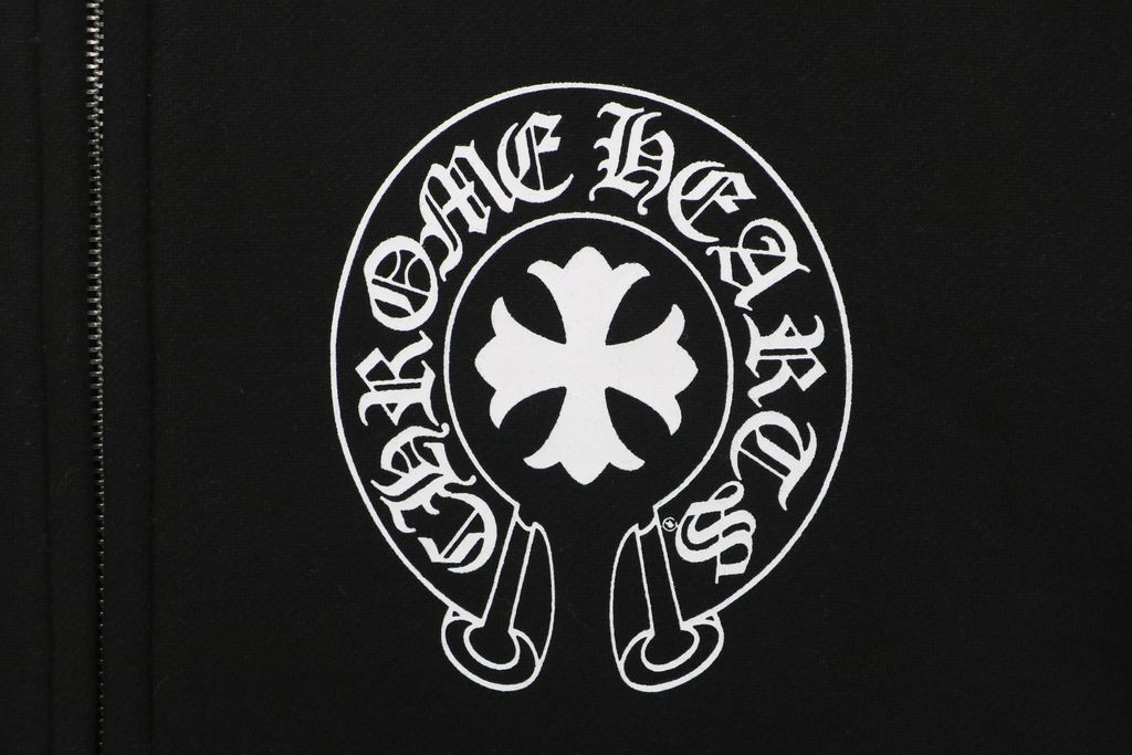 Chrome Hearts Gothic cross Sanskrit multi row print zip hoodie 420-500g heavyweight cotton fleece sword head zipper relaxed drop shoulder streetwear jacket sizes S-XL