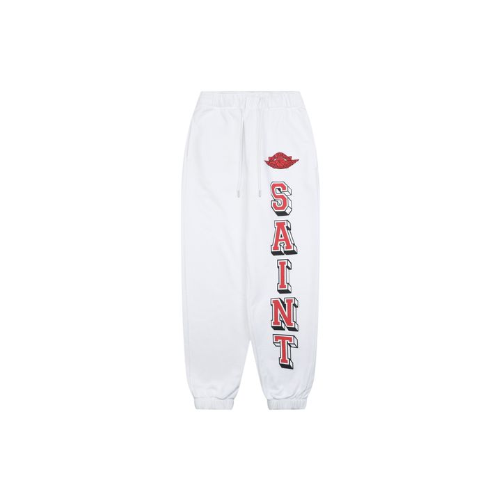 Saint Michael Jordan Wings Jumpman graphic pants white moisture wicking breathable streetwear trousers protected print custom details sizes S-XL