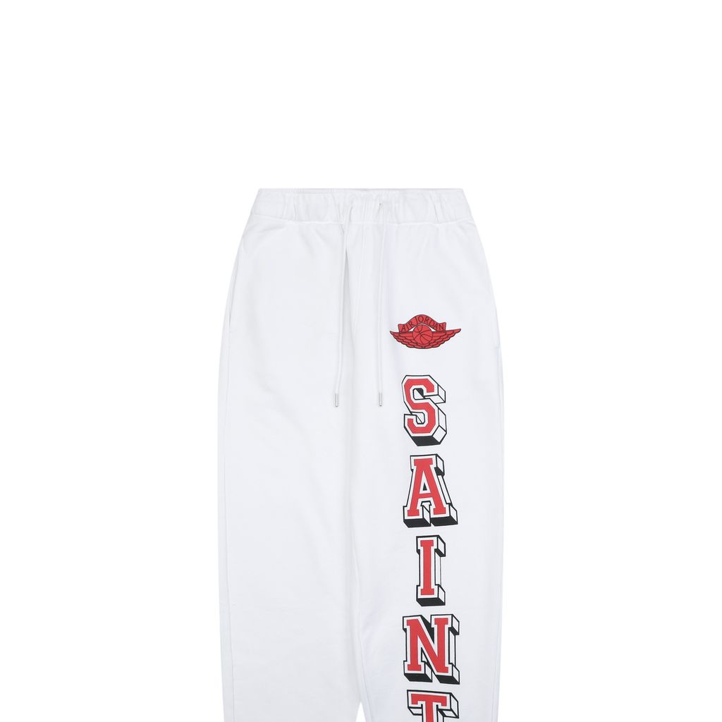 Saint Michael Jordan Wings Jumpman graphic pants white moisture wicking breathable streetwear trousers protected print custom details sizes S-XL