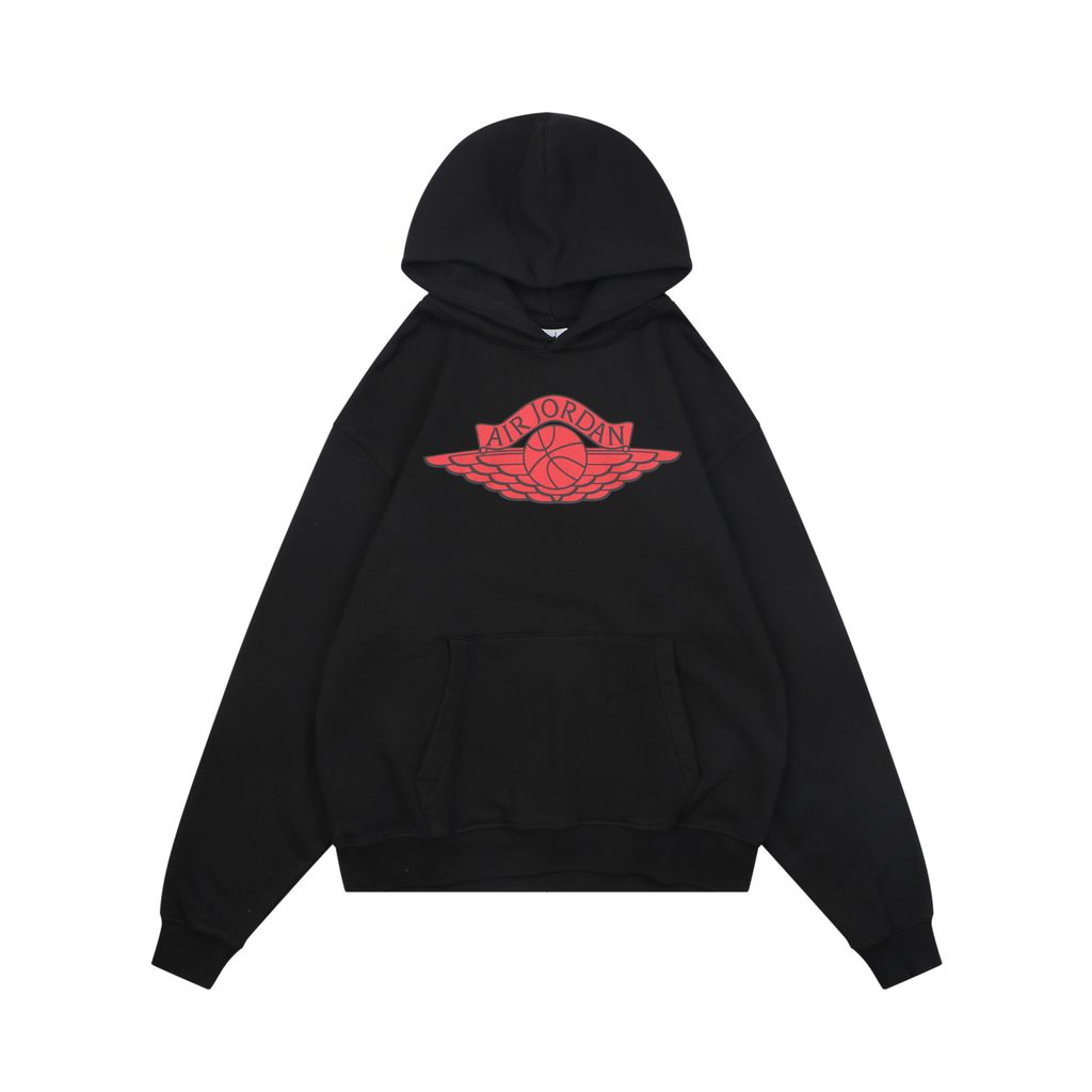 Saint Michael Jordan Wings Jumpman graphic hoodie black cropped boxy drop shoulder moisture wicking breathable streetwear pullover sizes S-XL