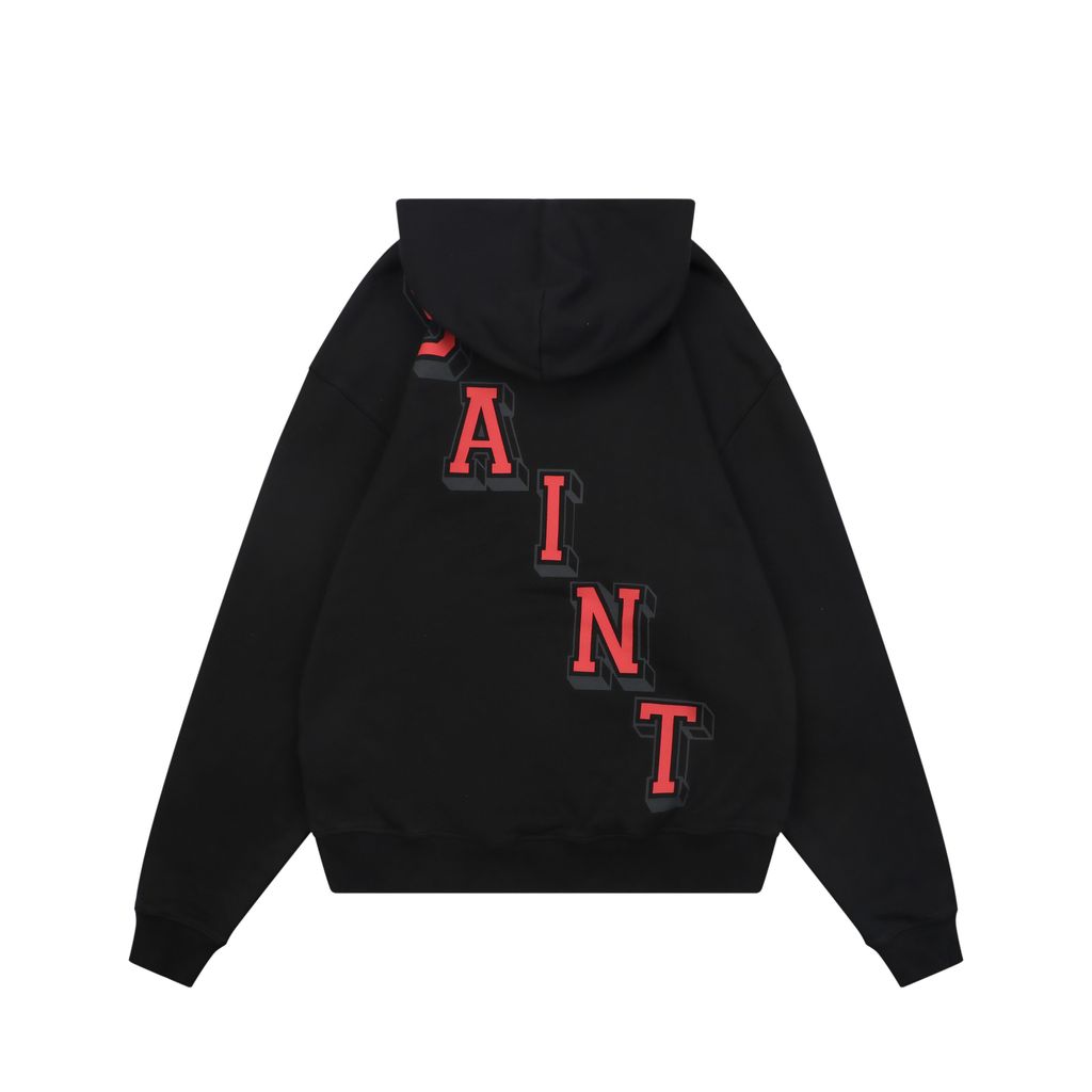 Saint Michael Jordan Wings Jumpman graphic hoodie black cropped boxy drop shoulder moisture wicking breathable streetwear pullover sizes S-XL