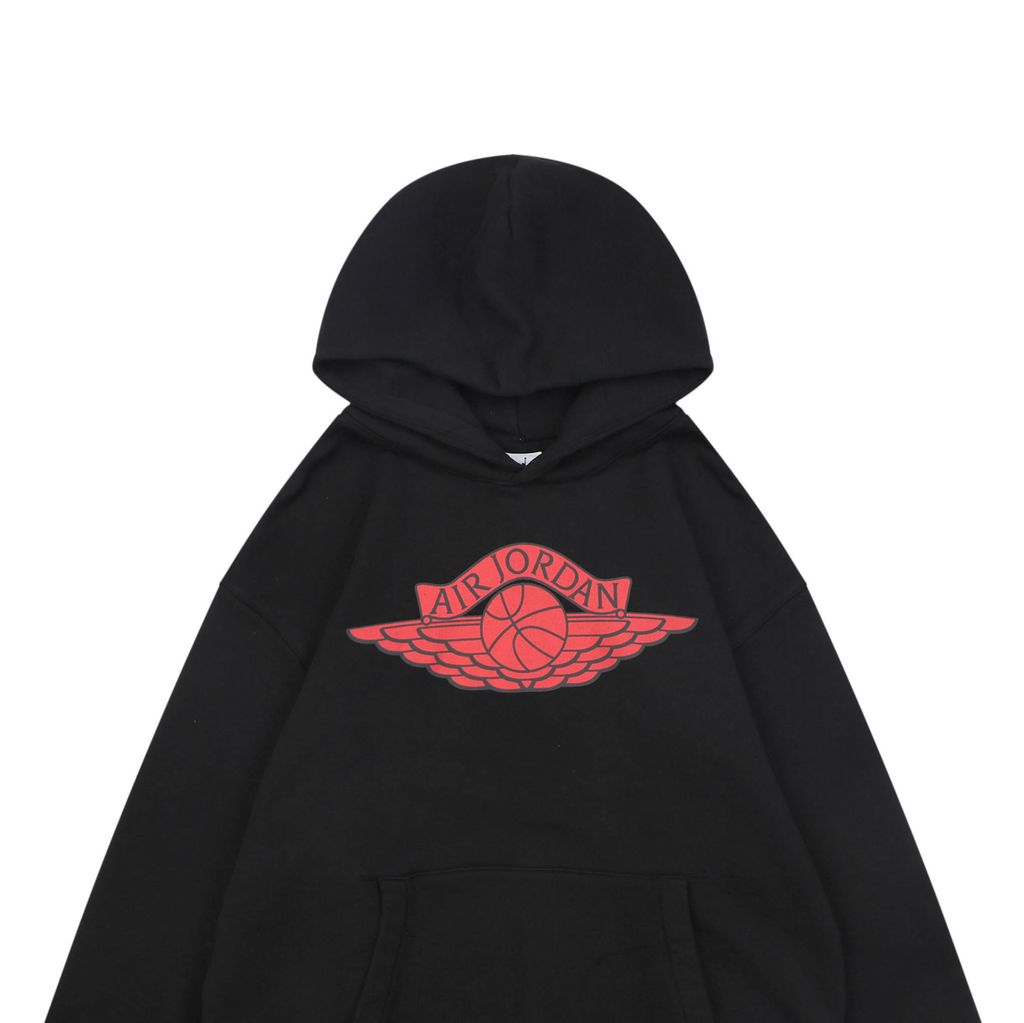 Saint Michael Jordan Wings Jumpman graphic hoodie black cropped boxy drop shoulder moisture wicking breathable streetwear pullover sizes S-XL