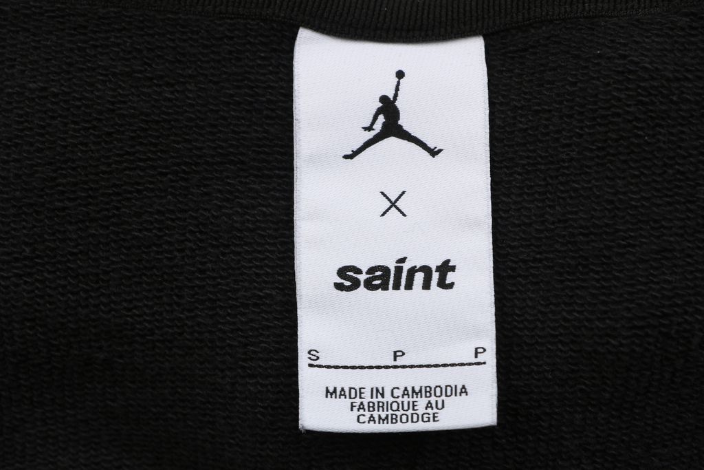 Saint Michael Jordan Wings Jumpman graphic hoodie black cropped boxy drop shoulder moisture wicking breathable streetwear pullover sizes S-XL