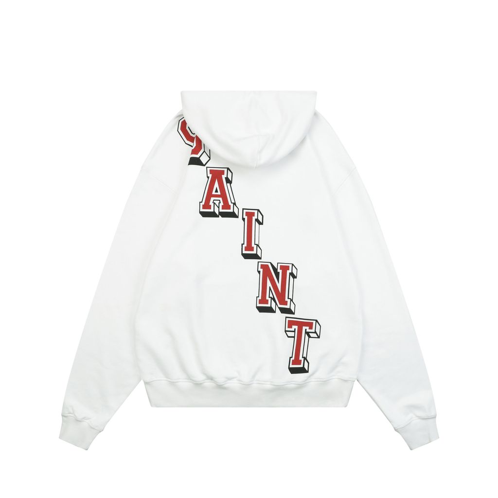 Saint Michael Simpsons graffiti all over print hoodie white 56 screen print hand distressed vintage wash ripped holes relaxed drop shoulder unisex sweatshirt sizes S-XL