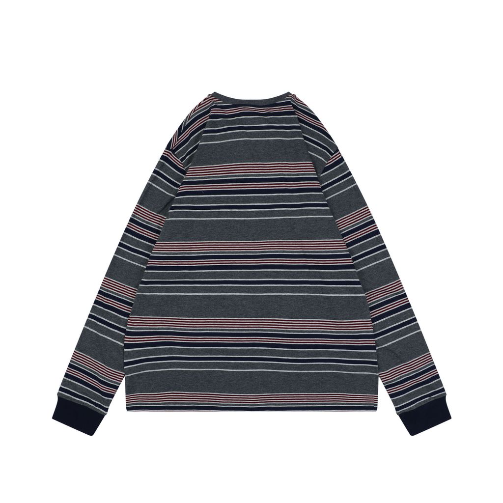 Miu Miu Automne stripe jacquard long sleeve T-shirt 185g 24S combed cotton yarn dyed stripes woven logo cropped boxy fit ribbed cuffs sizes XS-L