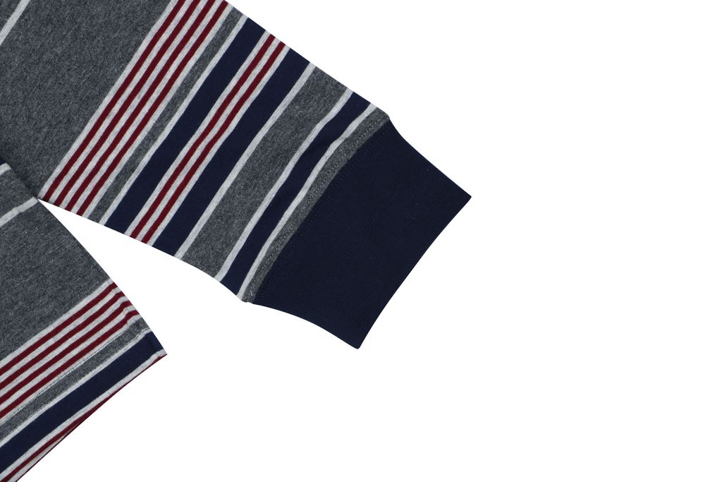 Miu Miu Automne stripe jacquard long sleeve T-shirt 185g 24S combed cotton yarn dyed stripes woven logo cropped boxy fit ribbed cuffs sizes XS-L
