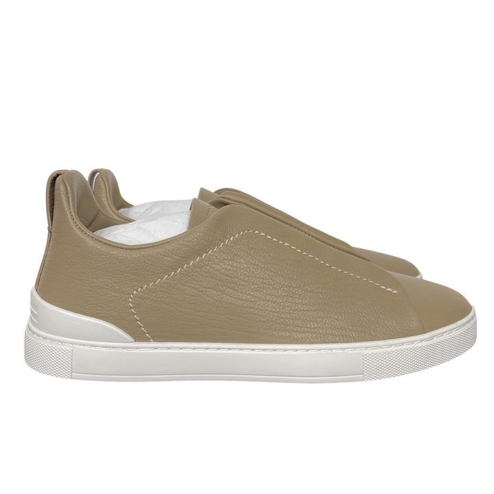 ZEGNA Triple Stitch SECONDSKIN LHOTA-S5207Z-BUR Light Beige Leather Sneakers