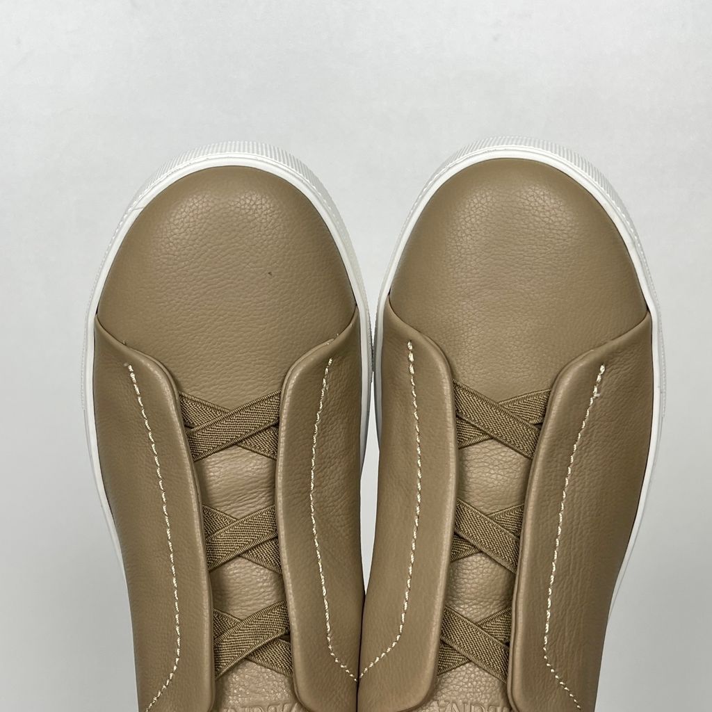 ZEGNA Triple Stitch SECONDSKIN LHOTA-S5207Z-BUR Light Beige Leather Sneakers