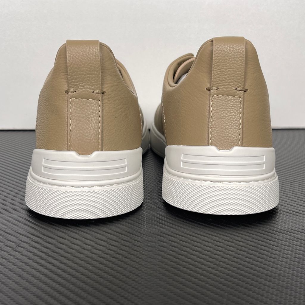 ZEGNA Triple Stitch SECONDSKIN LHOTA-S5207Z-BUR Light Beige Leather Sneakers