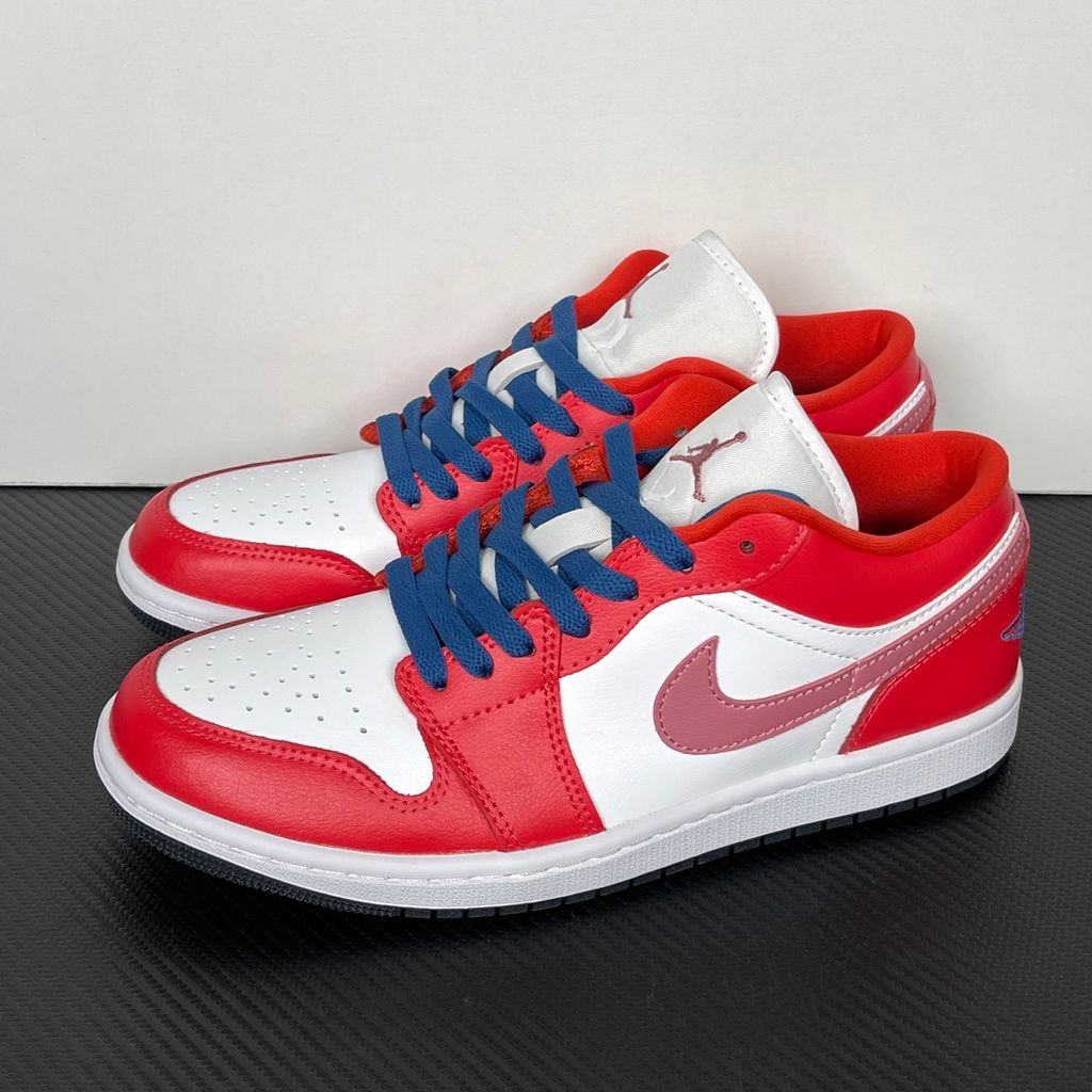 Air Jordan 1 Low DC0774-608 Track Red Desert Berry True Blue Women's Sneakers