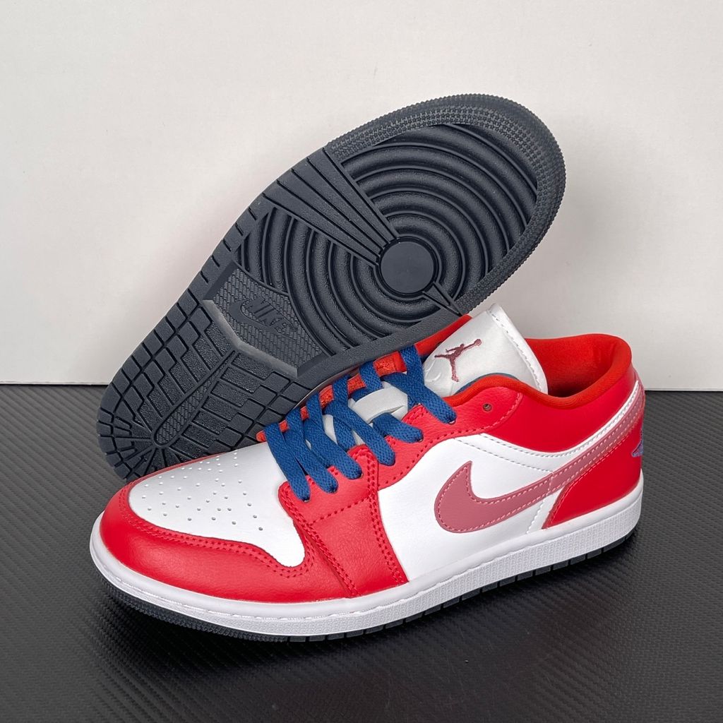 Air Jordan 1 Low DC0774-608 Track Red Desert Berry True Blue Women's Sneakers