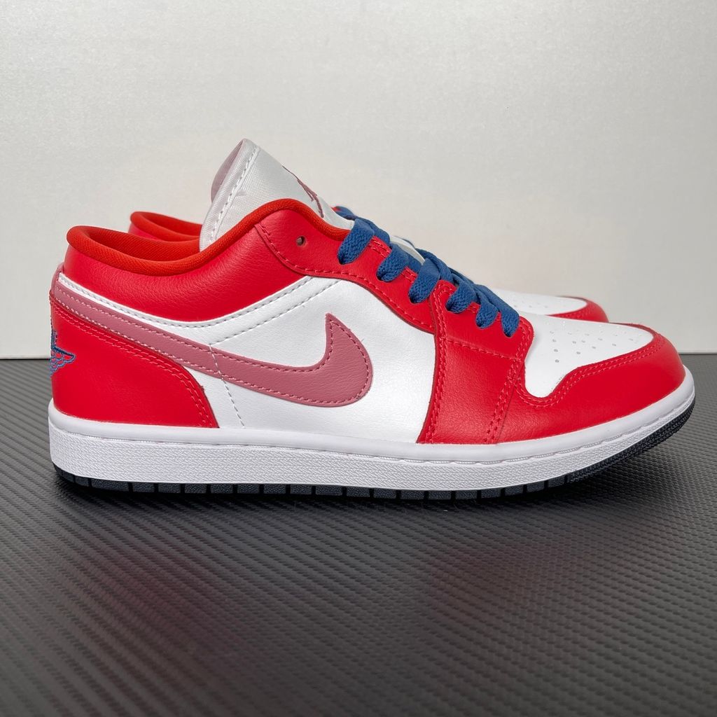 Air Jordan 1 Low DC0774-608 Track Red Desert Berry True Blue Women's Sneakers