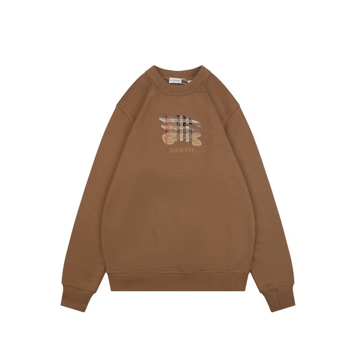 Burberry check Equestrian Knight embroidered crew neck sweatshirt 400g combed cotton dimensional embroidery double washed relaxed fit streetwear pullover sizes S-XL