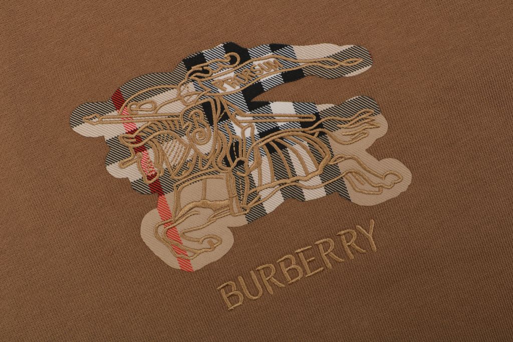 Burberry check Equestrian Knight embroidered crew neck sweatshirt 400g combed cotton dimensional embroidery double washed relaxed fit streetwear pullover sizes S-XL