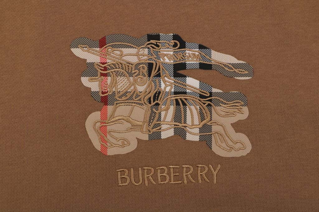 Burberry check Equestrian Knight embroidered crew neck sweatshirt 400g combed cotton dimensional embroidery double washed relaxed fit streetwear pullover sizes S-XL