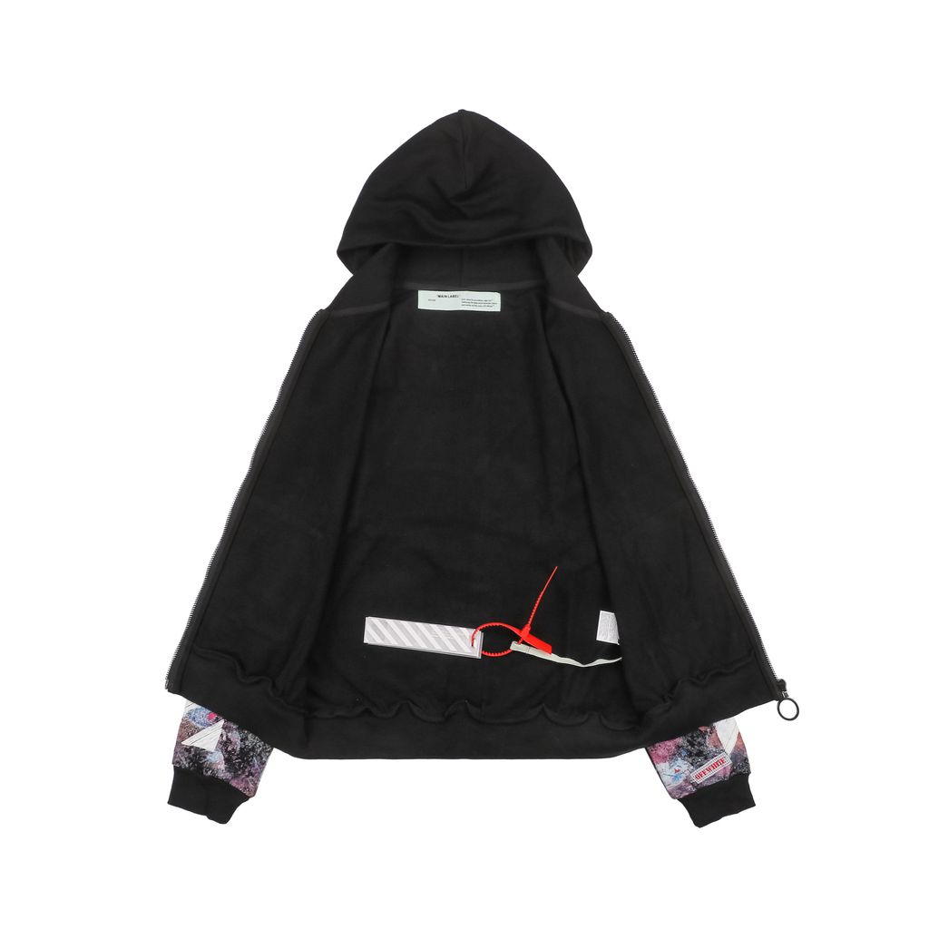 Off White starry fireworks splatter Arrow zip jacket 420g cotton French terry 8 screen layered print raised thick plate graphic washed streetwear outerwear sizes XS-L