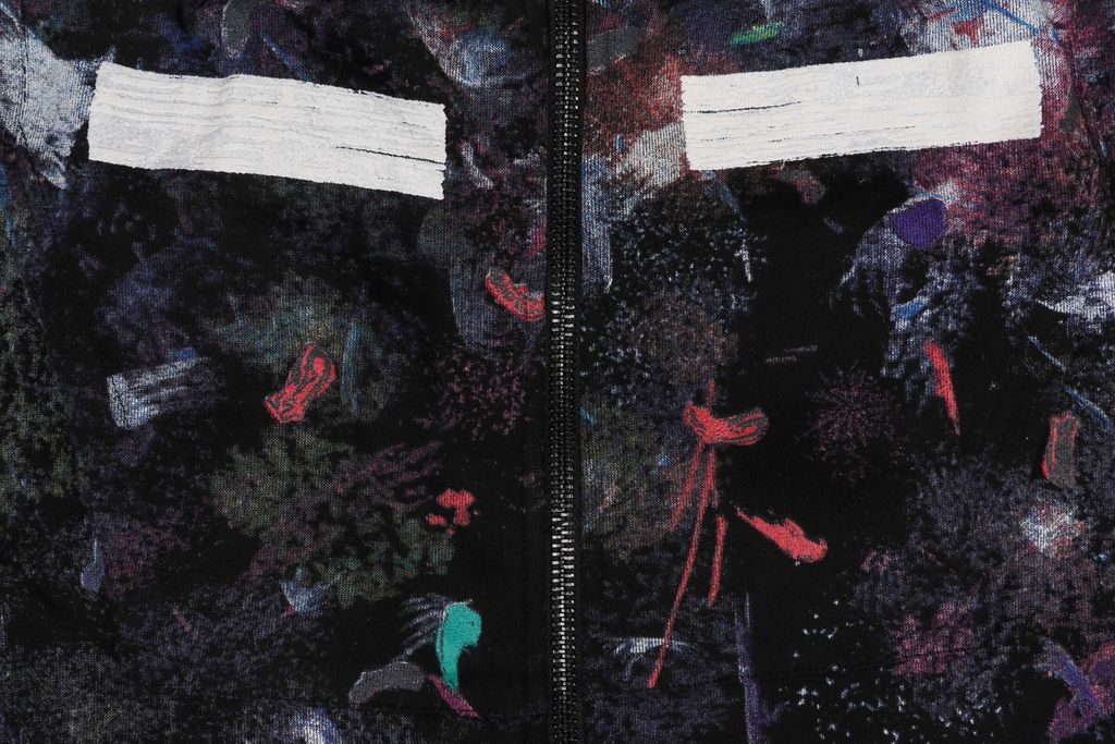 Off White starry fireworks splatter Arrow zip jacket 420g cotton French terry 8 screen layered print raised thick plate graphic washed streetwear outerwear sizes XS-L