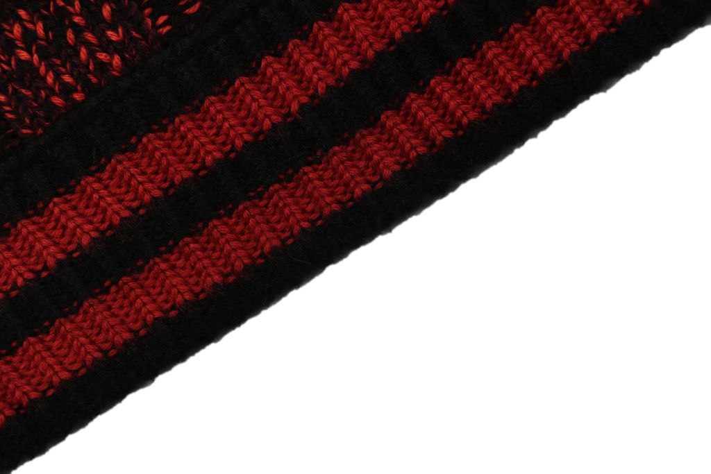 Louis Vuitton black red checkerboard half zip high neck sweater wool blend melange knit 3D woven check contrast red collar embroidered logo striped rib trims sizes S-XL