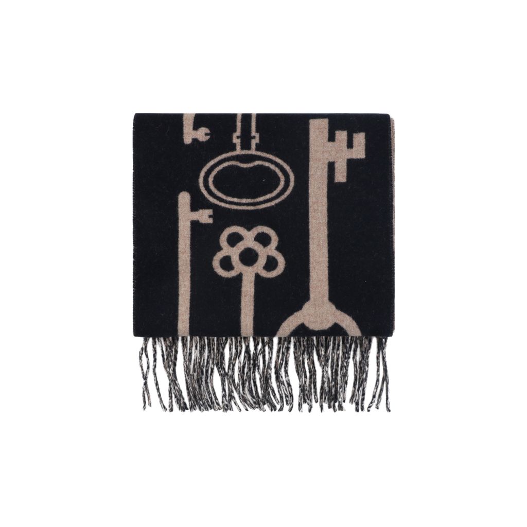 Hermes Casaque Porte Clefs reversible cashmere fringed scarf double sided key motif soft lightweight luxury wrap 160x30cm