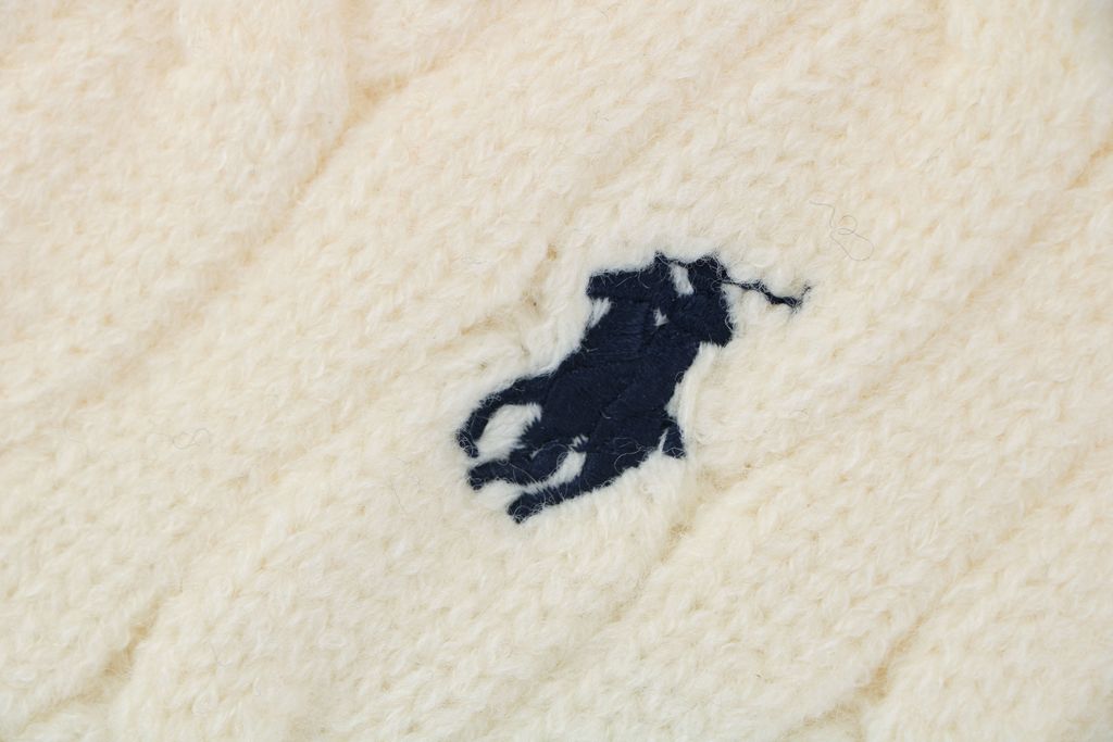 Ralph Lauren Pony logo embroidered scarf beige apricot black wool nylon blend soft warm winter wrap classic minimalist scarf 180x24cm