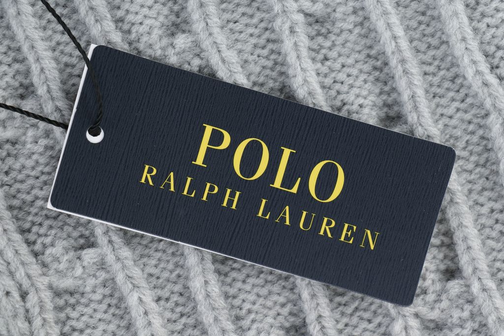 Ralph Lauren Pony logo embroidered scarf grey black wool nylon blend soft warm winter wrap minimalist cold weather scarf 180x24cm