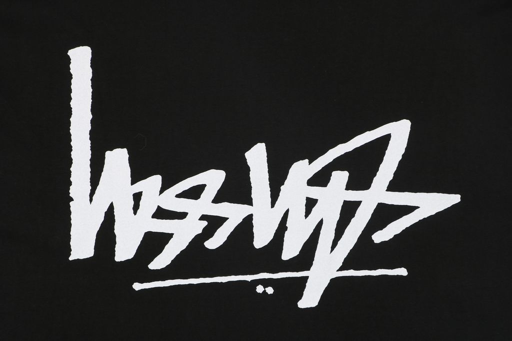 Stussy inverted graffiti letter print long sleeve T-shirt black 230g combed cotton digital direct print 32 count rib crew neck relaxed streetwear tee sizes S-XL