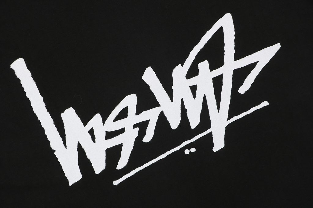 Stussy inverted graffiti letter print long sleeve T-shirt black 230g combed cotton digital direct print 32 count rib crew neck relaxed streetwear tee sizes S-XL