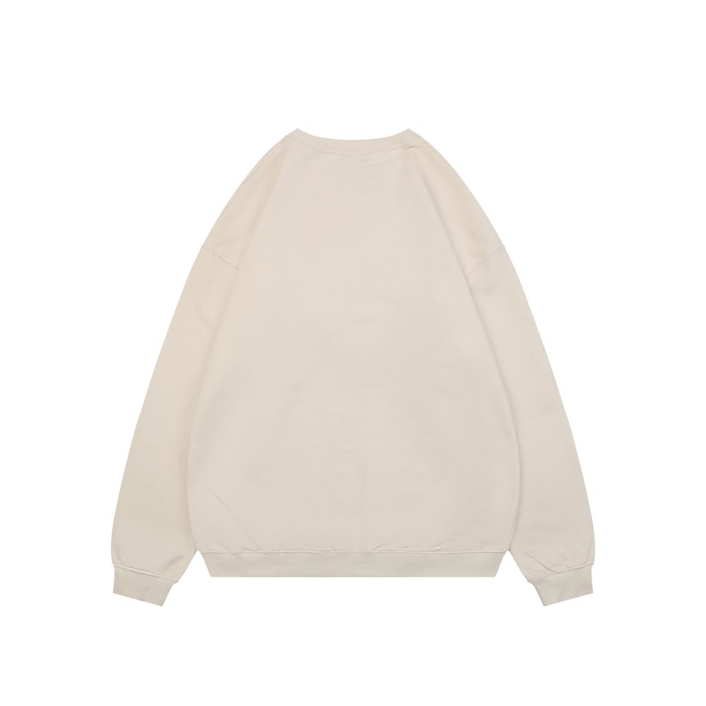 LOEWE two tone Anagram embroidered crew neck sweatshirt plush cotton fleece enzyme washed pullover precision embroidery streetwear sizes S-XL