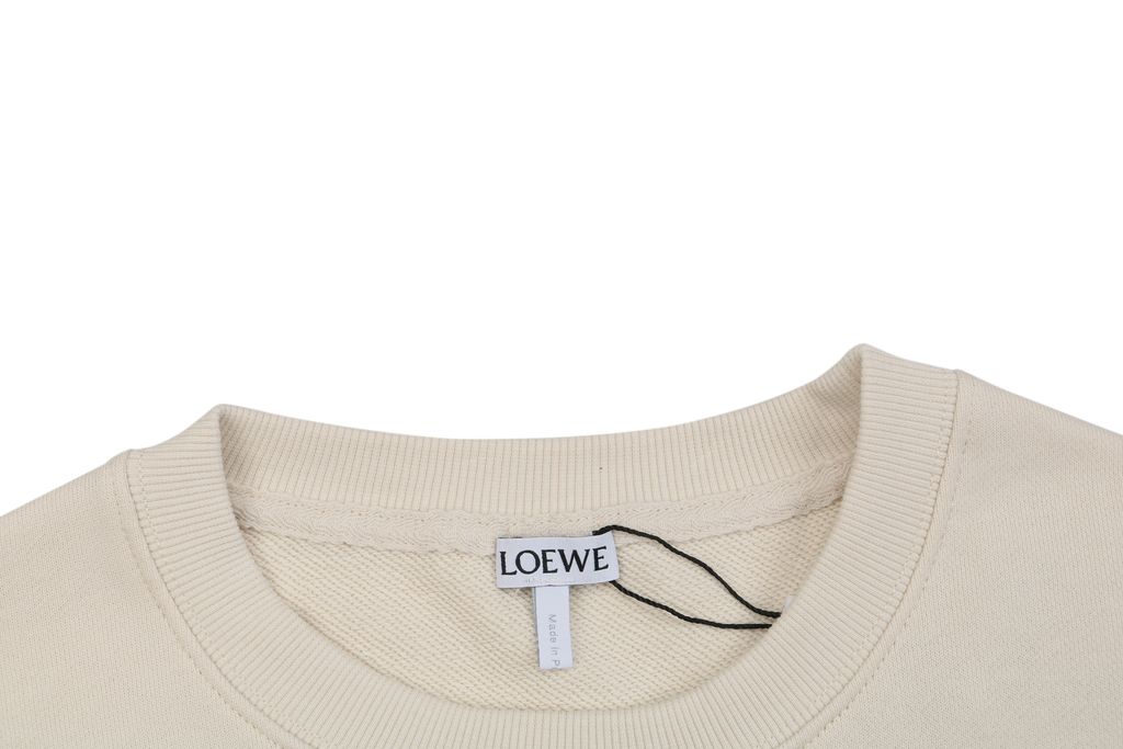 LOEWE two tone Anagram embroidered crew neck sweatshirt plush cotton fleece enzyme washed pullover precision embroidery streetwear sizes S-XL