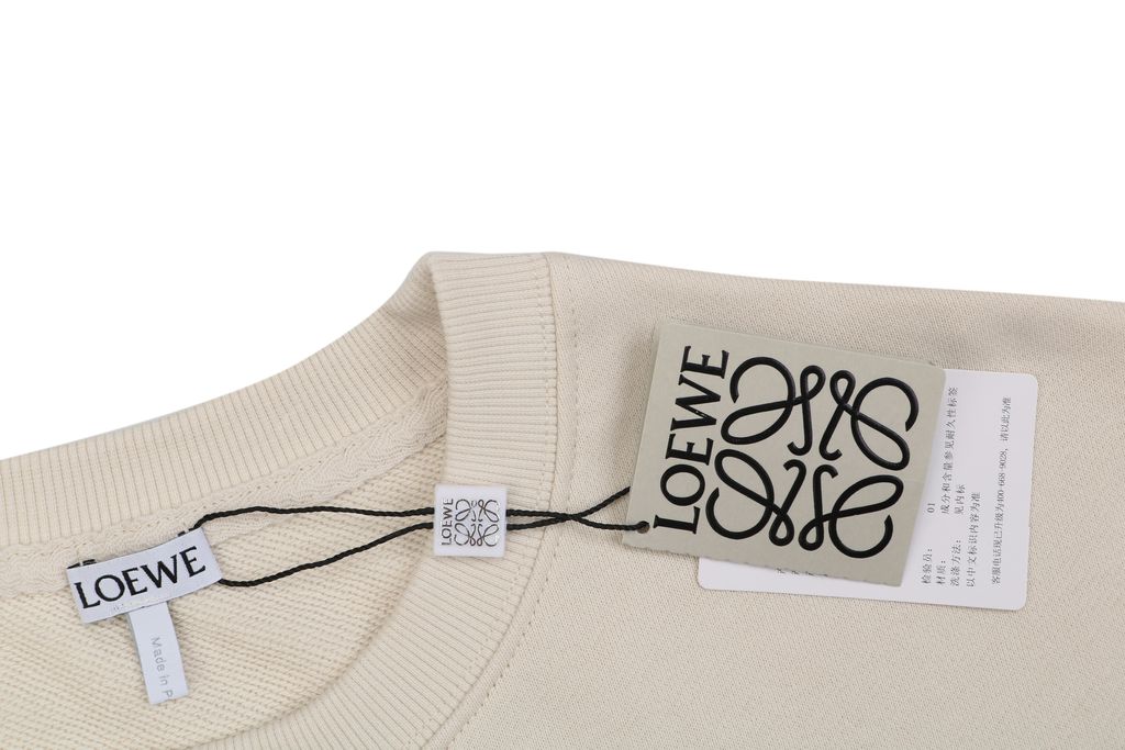 LOEWE two tone Anagram embroidered crew neck sweatshirt plush cotton fleece enzyme washed pullover precision embroidery streetwear sizes S-XL