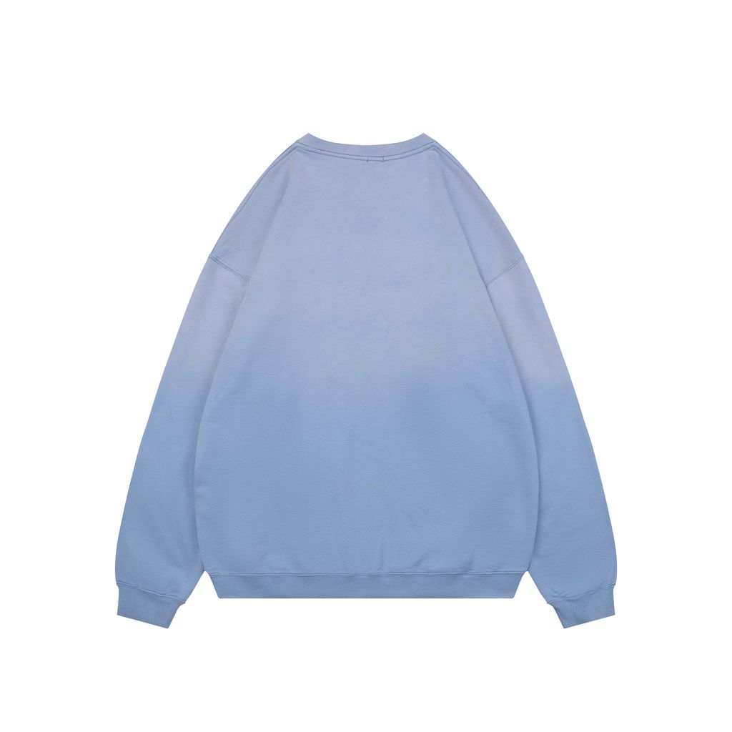 LOEWE two tone Anagram embroidered crew neck sweatshirt plush cotton fleece enzyme washed pullover precision embroidery streetwear sizes S-XL