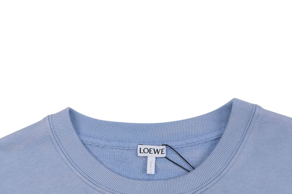 LOEWE two tone Anagram embroidered crew neck sweatshirt plush cotton fleece enzyme washed pullover precision embroidery streetwear sizes S-XL