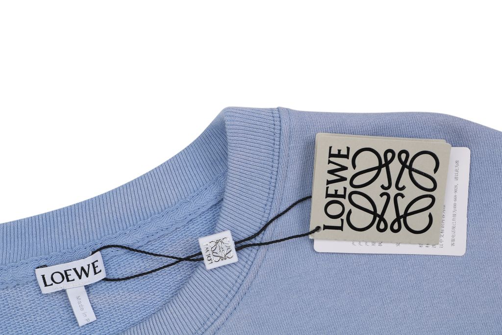 LOEWE two tone Anagram embroidered crew neck sweatshirt plush cotton fleece enzyme washed pullover precision embroidery streetwear sizes S-XL