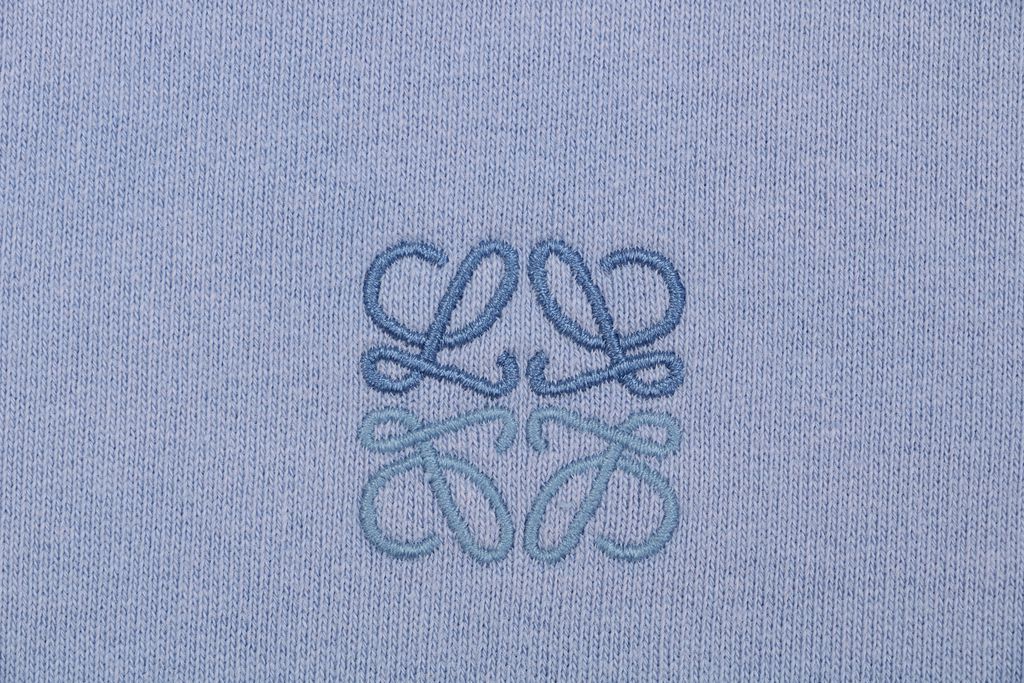 LOEWE two tone Anagram embroidered crew neck sweatshirt plush cotton fleece enzyme washed pullover precision embroidery streetwear sizes S-XL