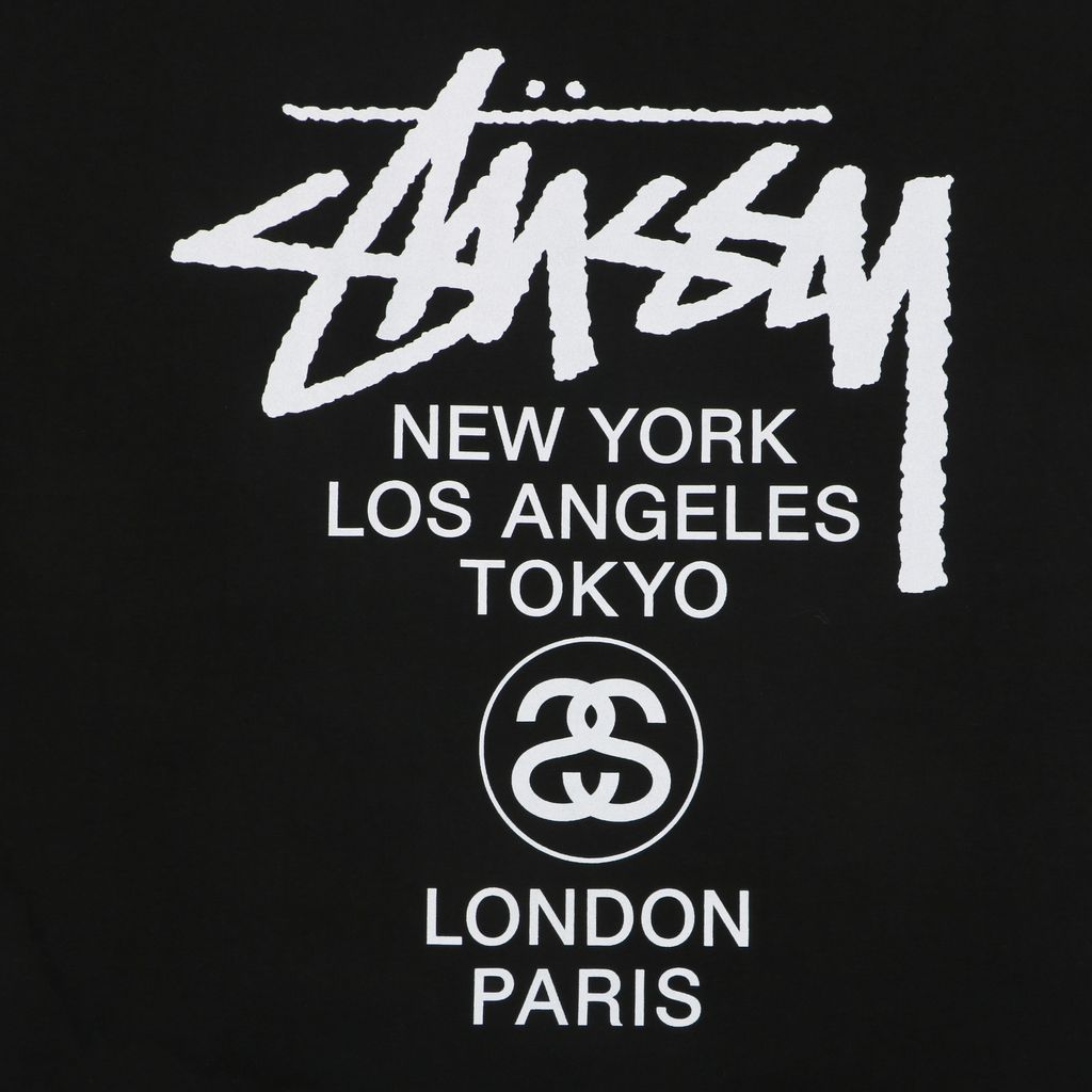 Stussy Tour graffiti letter print long sleeve T-shirt 230g combed cotton digital direct print 32 count rib crew neck relaxed streetwear tee sizes S-XL