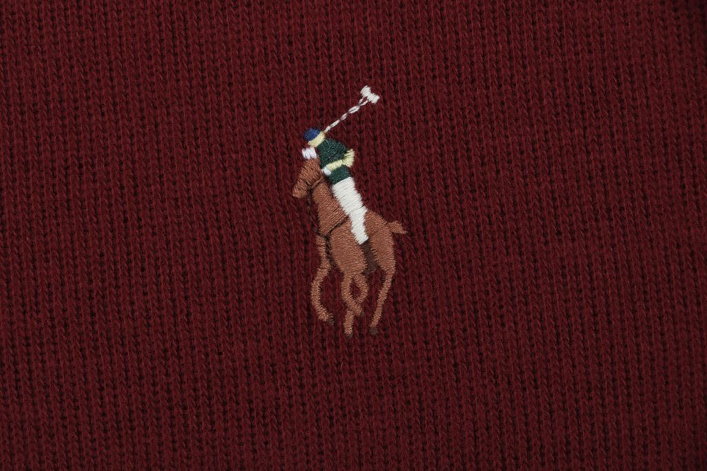 Ralph Lauren color Pony embroidered half zip sweatshirt red soft fleece feel fabric plaid twill collar trim precision embroidery pullover sizes S-XL