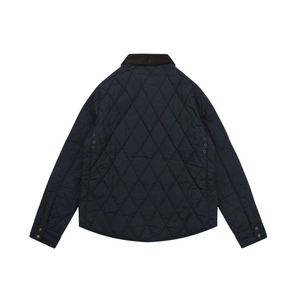 Ralph Lauren YU01 diamond quilted jacket vintage workwear padded coat corduroy collar custom metal buttons structured H line silhouette sizes S-XL