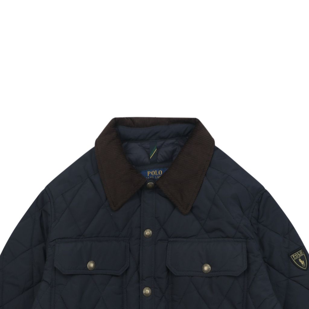 Ralph Lauren YU01 diamond quilted jacket vintage workwear padded coat corduroy collar custom metal buttons structured H line silhouette sizes S-XL