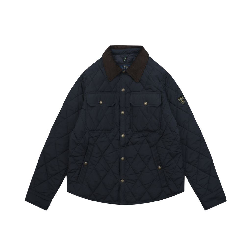 Ralph Lauren YU01 diamond quilted jacket vintage workwear padded coat corduroy collar custom metal buttons structured H line silhouette sizes S-XL
