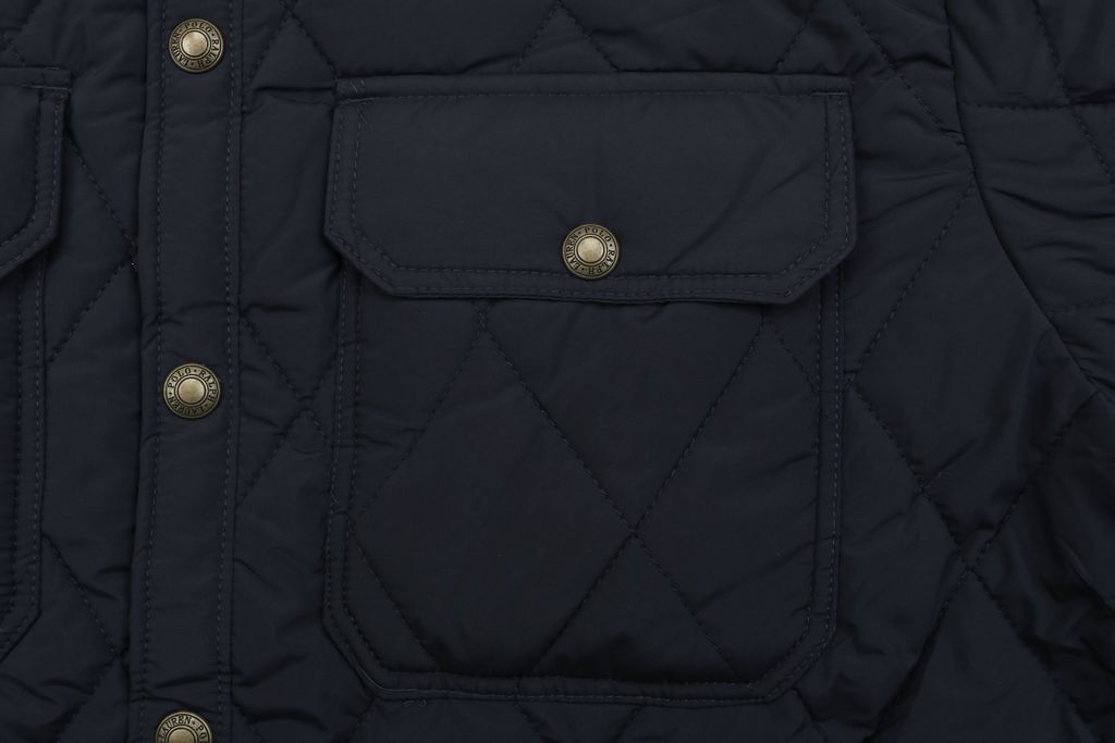 Ralph Lauren YU01 diamond quilted jacket vintage workwear padded coat corduroy collar custom metal buttons structured H line silhouette sizes S-XL