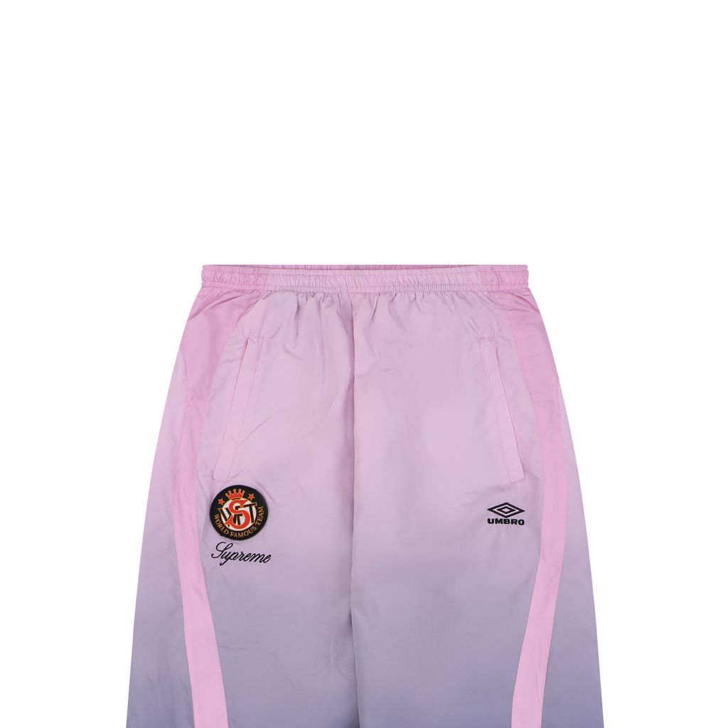 Supreme gradient track pants pink custom technical gradient fabric breathable mesh lining micro wrinkle texture multi panel unisex sports pants sizes S-XL