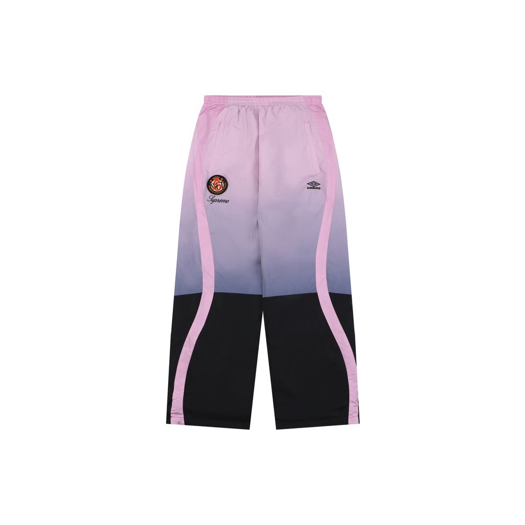 Supreme gradient track pants pink custom technical gradient fabric breathable mesh lining micro wrinkle texture multi panel unisex sports pants sizes S-XL