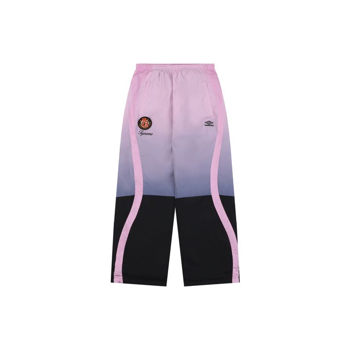 Supreme gradient track pants pink custom technical gradient fabric breathable mesh lining micro wrinkle texture multi panel unisex sports pants sizes S-XL